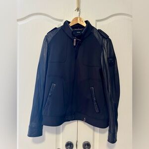 RUDSAK Black Varsity Jacket with Leather Accents